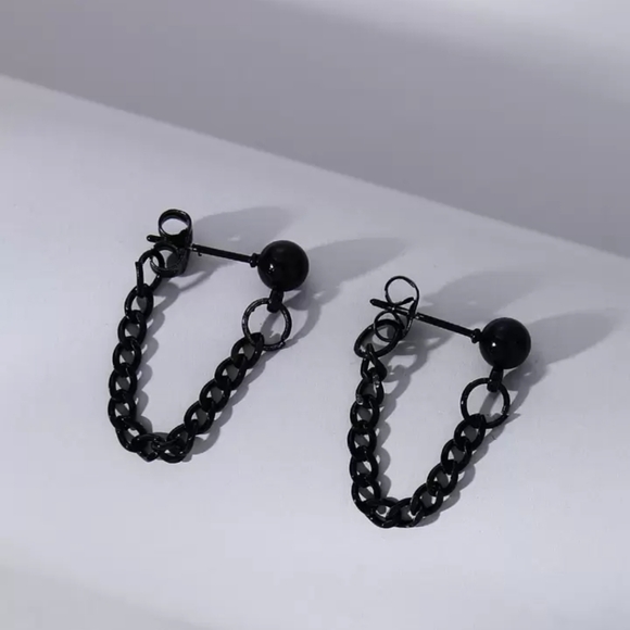 Disturbia Jewelry - Black Chain Drop Earrings